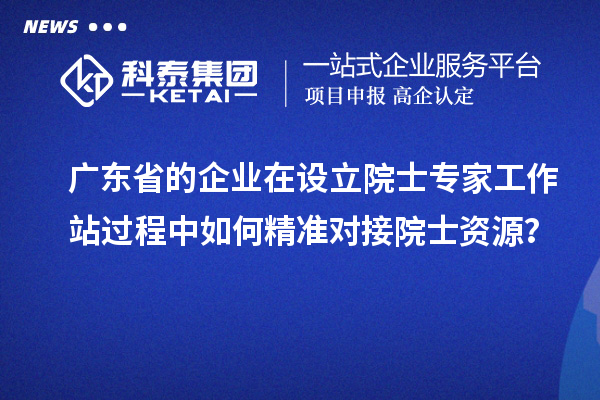 广东省的企业在设立院士专家工作站过程中如何精准对接院士资源？