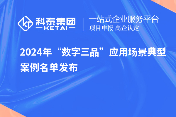 2024年“数字三品”应用场景典型案例名单发布