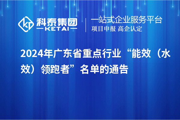 2024年广东省重点行业“能效（水效）领跑者”名单的通告