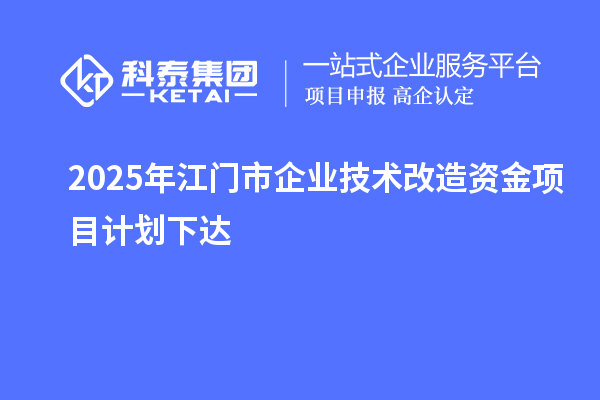 2025年江门市企业技术改造资金项目计划下达