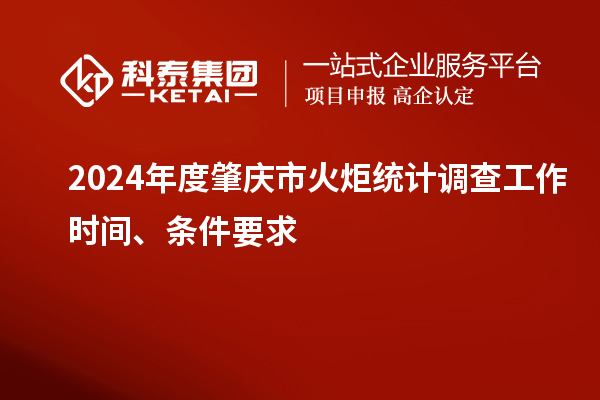 2024年度肇庆市火炬统计调查工作时间、条件要求