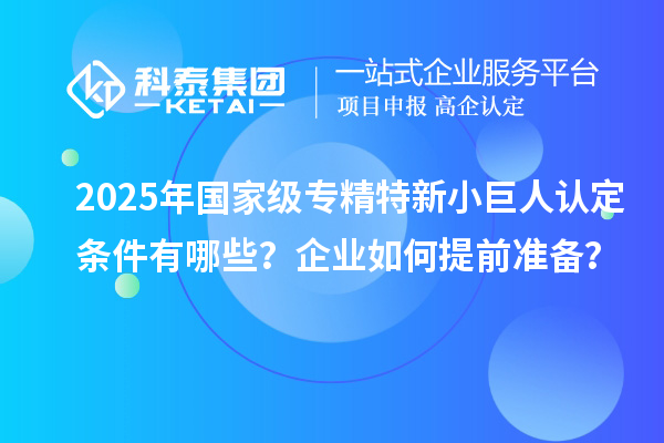 2025年国家级专精特新小巨人认定条件有哪些？企业如何提前准备？