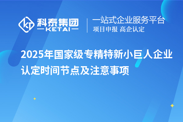 2025年国家级专精特新小巨人企业认定时间节点及注意事项