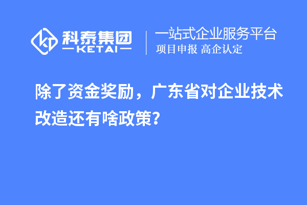 除了资金奖励，广东省对企业技术改造还有啥政策？