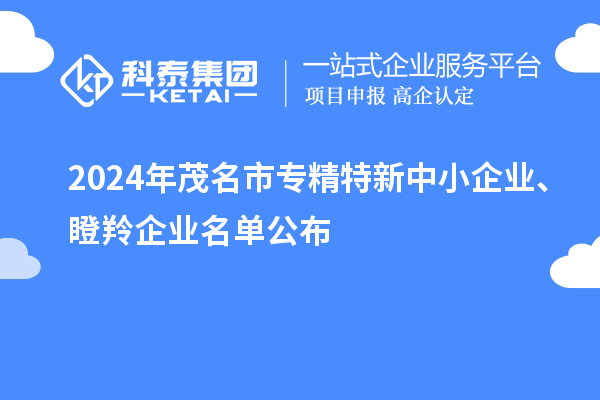 2024年茂名市专精特新中小企业、瞪羚企业名单公布