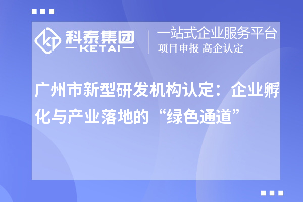 广州市新型研发机构认定：企业孵化与产业落地的“绿色通道”