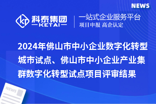 2024年佛山市中小企业数字化转型城市试点、佛山市中小企业产业集群数字化转型试点项目评审结果的公示