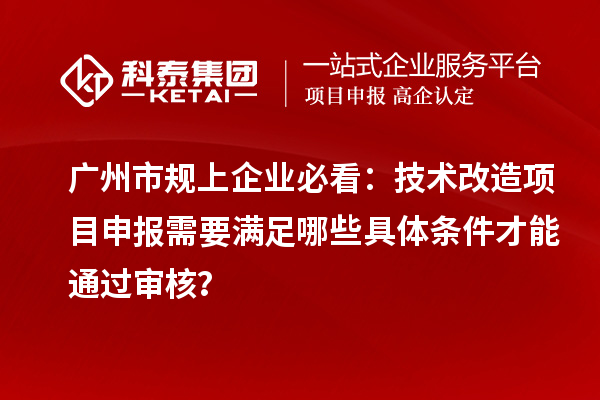 广州市规上企业必看：技术改造项目申报需要满足哪些具体条件才能通过审核？