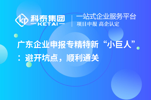 广东企业申报专精特新 “小巨人”：避开坑点，顺利通关