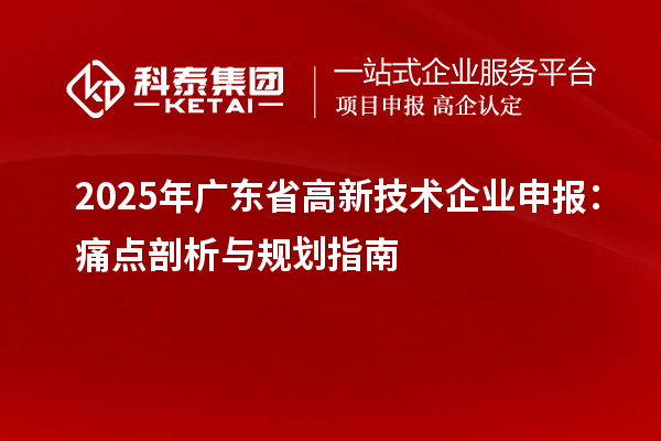 2025年广东省高新技术企业申报：痛点剖析与规划指南