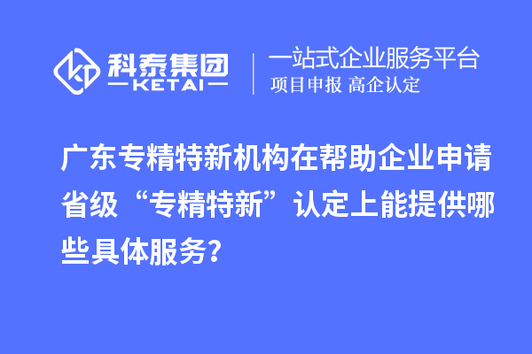 广东专精特新机构在帮助企业申请省级 “专精特新” 认定上能提供哪些具体服务？