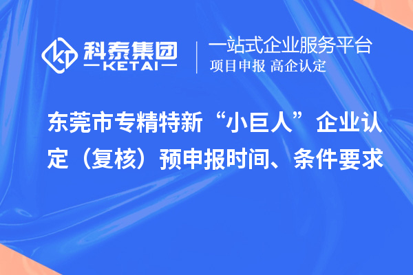 东莞市专精特新“小巨人”企业认定（复核）预申报时间、条件要求