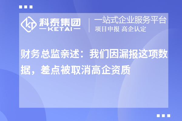 财务总监亲述：我们因漏报这项数据，差点被取消高企资质