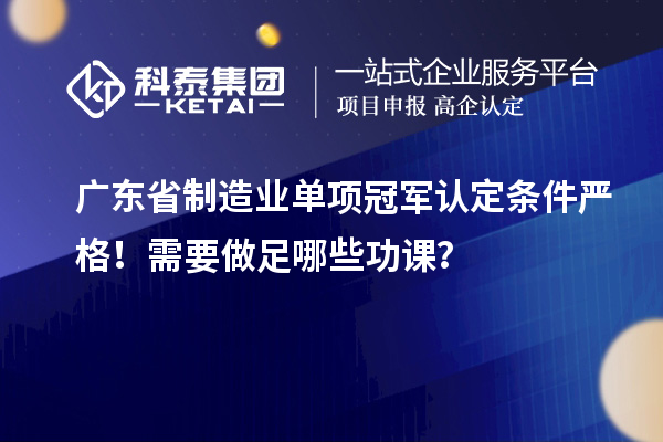 广东省制造业单项冠军认定条件严格！需要做足哪些功课？