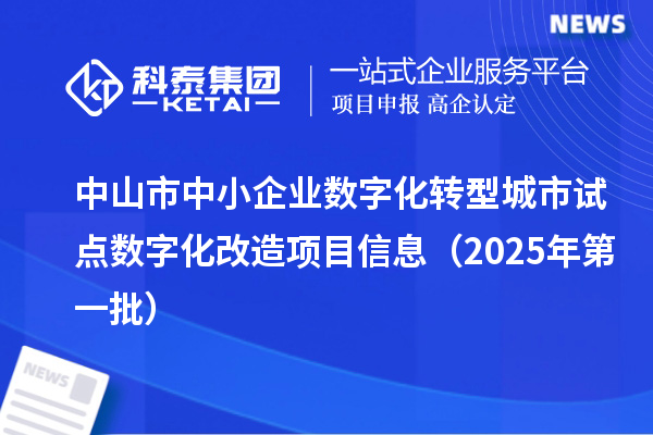 中山市中小企业数字化转型城市试点数字化改造项目信息（2025年第一批）
