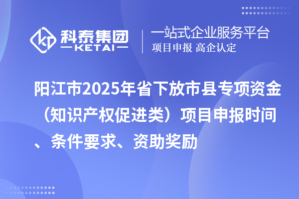 阳江市2025年省下放市县专项资金（知识产权促进类）项目申报时间、条件要求、资助奖励
