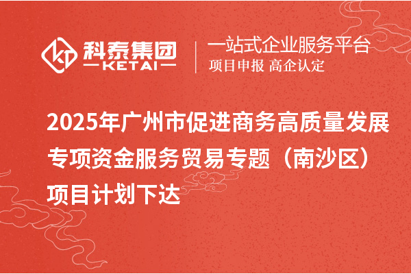 2025年广州市促进商务高质量发展专项资金服务贸易专题（南沙区）项目计划下达