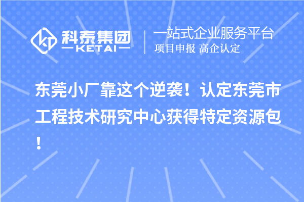 东莞小厂靠这个逆袭！认定东莞市工程技术研究中心获得特定资源包！