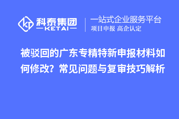 被驳回的广东专精特新申报材料如何修改？常见问题与复审技巧解析