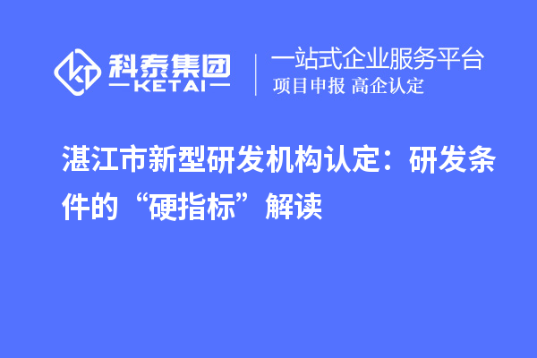 湛江市新型研发机构认定：研发条件的“硬指标”解读