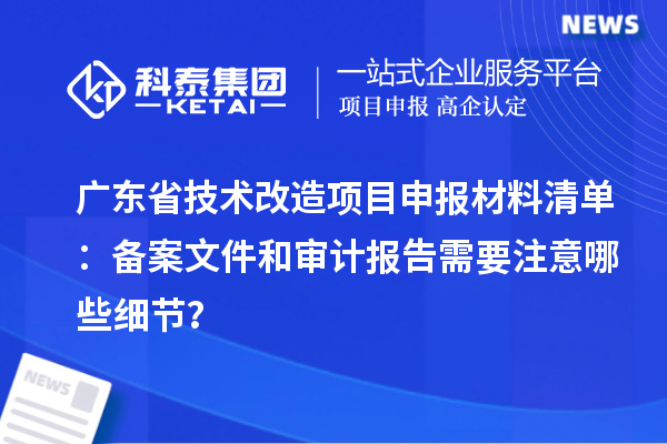 广东省技术改造项目申报材料清单：备案文件和审计报告需要注意哪些细节？