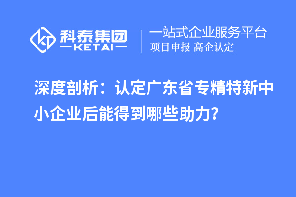 深度剖析：认定广东省专精特新中小企业后能得到哪些助力？