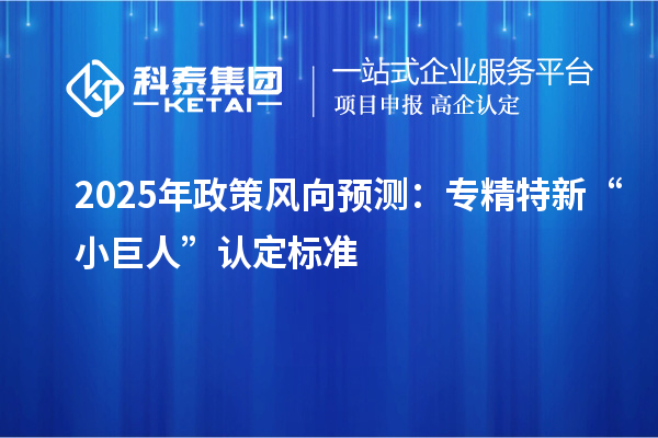 2025年政策风向预测：专精特新“小巨人”认定标准