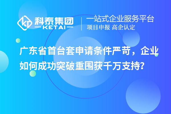 广东省首台套申请条件严苛，企业如何成功突破重围获千万支持？