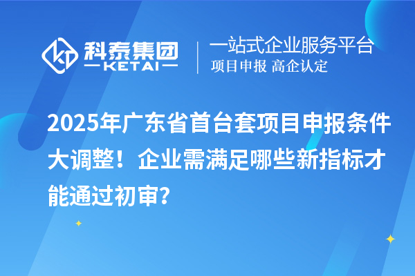 2025年广东省首台套项目申报条件大调整！企业需满足哪些新指标才能通过初审？