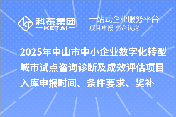 2025年中山市中小企业数字化转型城市试点咨询诊断及成效评估项目入库申报时间、条件要求、奖补