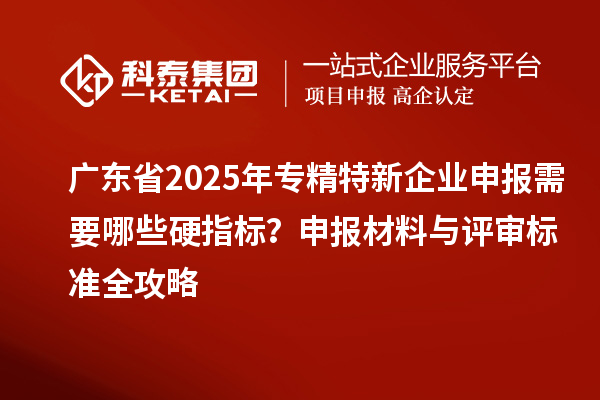 广东省2025年专精特新企业申报需要哪些硬指标？申报材料与评审标准全攻略