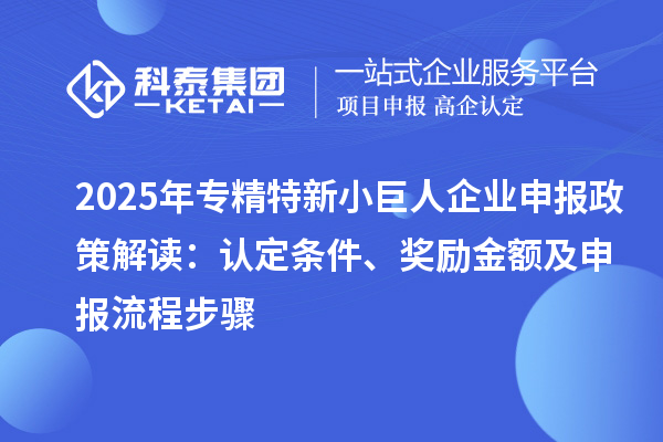 2025年专精特新小巨人企业申报政策解读：认定条件、奖励金额及申报流程步骤