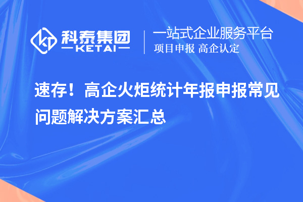 速存！高企火炬统计年报申报常见问题解决方案汇总