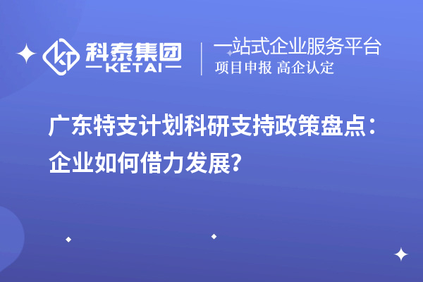 广东特支计划科研支持政策盘点：企业如何借力发展？