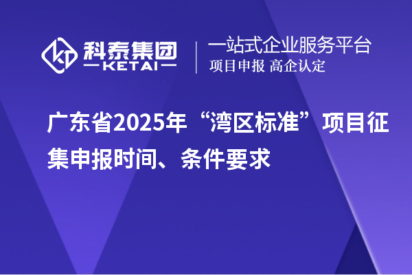 广东省2025年“湾区标准”项目征集申报时间、条件要求