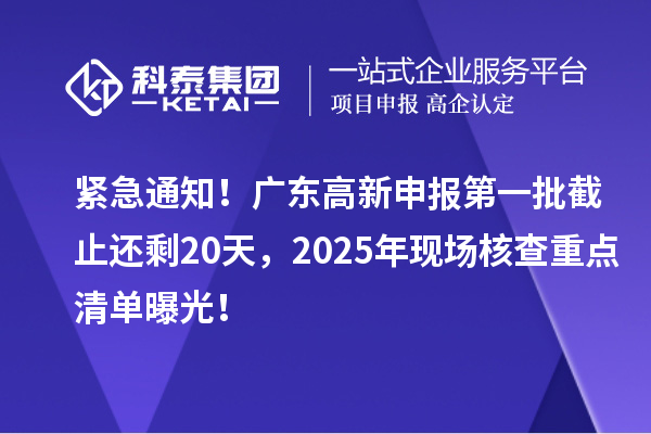 紧急通知！广东高新申报第一批截止还剩20天，2025年现场核查重点清单曝光！