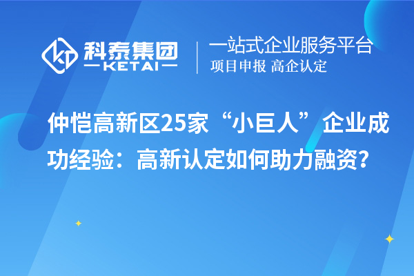 仲恺高新区25家“小巨人”企业成功经验：高新认定如何助力融资？