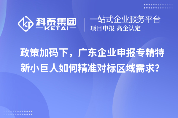 政策加码下，广东企业申报专精特新小巨人如何精准对标区域需求？