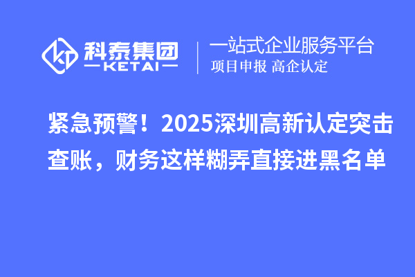 紧急预警！2025深圳高新认定突击查账，财务这样糊弄直接进黑名单