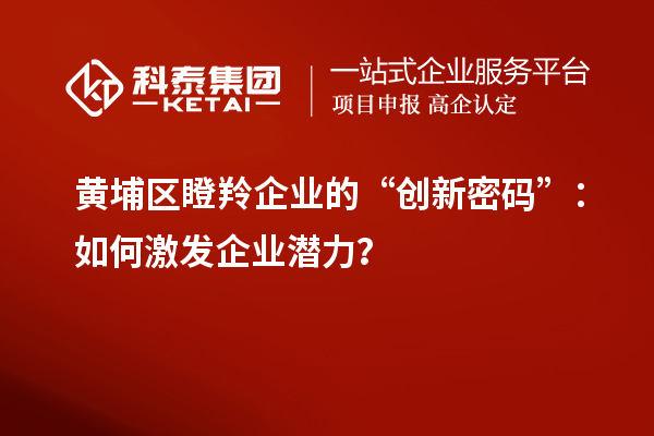 黄埔区瞪羚企业的“创新密码”：如何激发企业潜力？