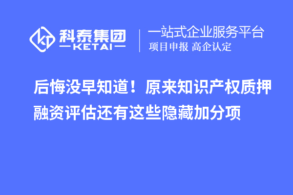 后悔没早知道！原来知识产权质押融资评估还有这些隐藏加分项