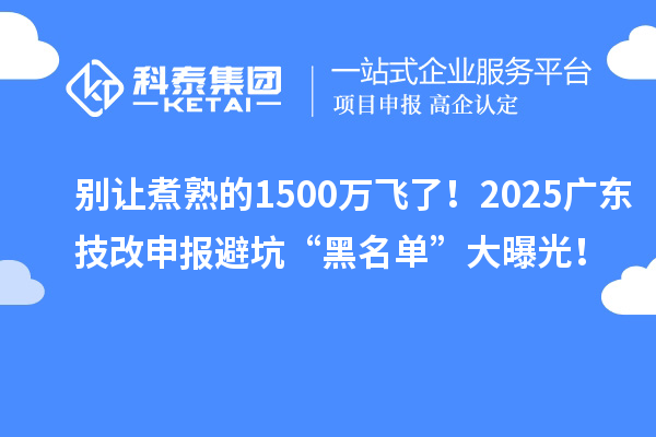 别让煮熟的1500万飞了！2025广东技改申报避坑“黑名单”大曝光！
