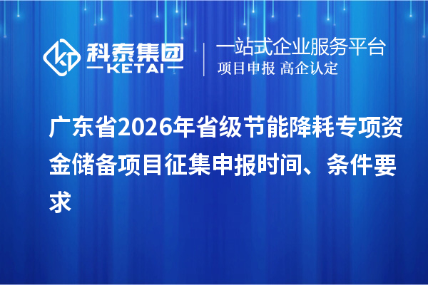 广东省2026年省级节能降耗专项资金储备项目征集申报时间、条件要求