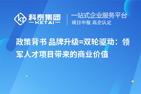 政策背书+品牌升级=双轮驱动：领军人才项目带来的商业价值