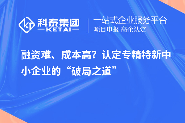 融资难、成本高？认定专精特新中小企业的“破局之道”