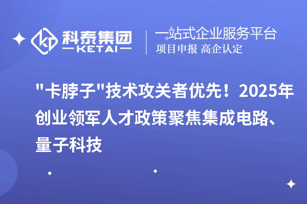 "卡脖子"技术攻关者优先！2025年创业领军人才政策聚焦集成电路、量子科技