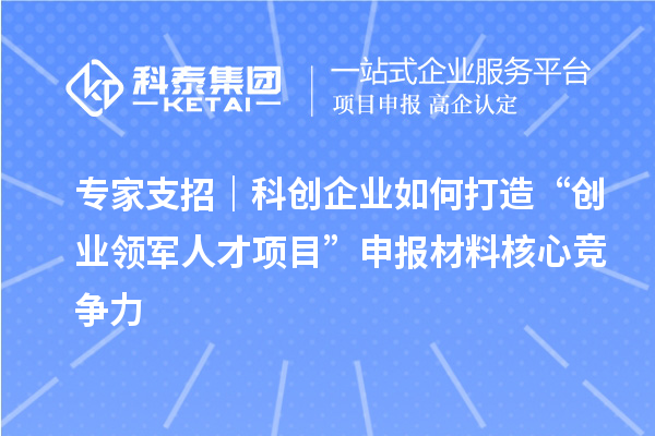 专家支招｜科创企业如何打造“创业领军人才项目”申报材料核心竞争力