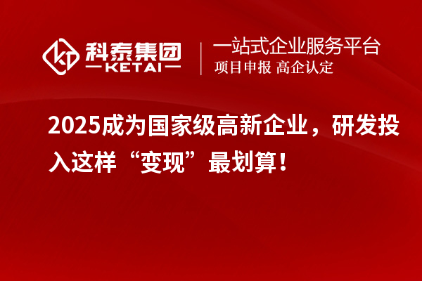 2025成为国家级高新企业，研发投入这样“变现”最划算！