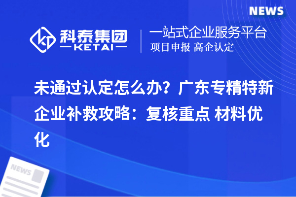 未通过认定怎么办？广东专精特新企业补救攻略：复核重点+材料优化