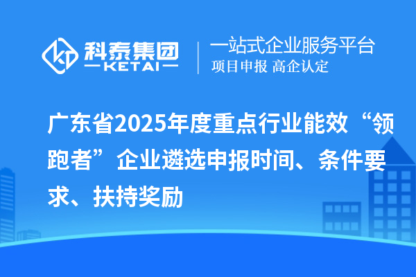 广东省2025年度重点行业能效“领跑者”企业遴选申报时间、条件要求、扶持奖励